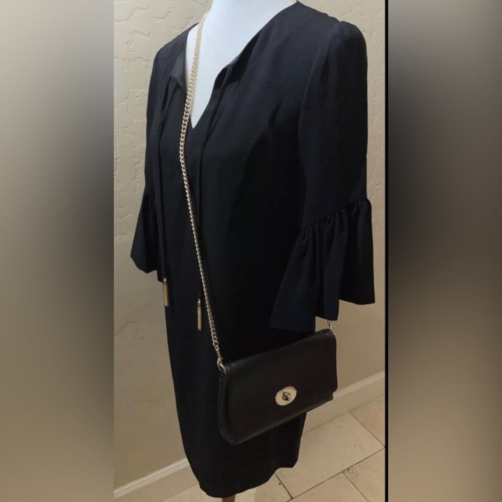 🎉HP🎉New! Trina Turk Scoop Neck Bell Sleeve Baroque Dress Black Size S✨ - Picture 6 of 14